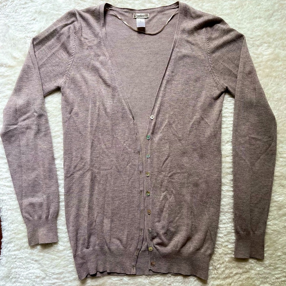Beige M size long cardigan